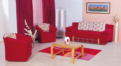 European Red Fashion Sofa Chair Set 1